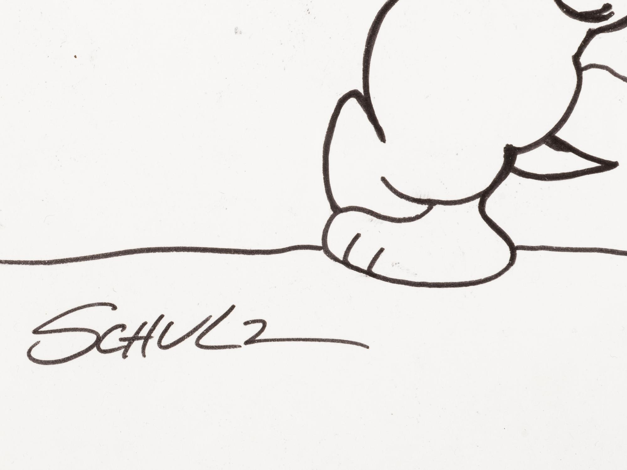 (Cartoon Art) SCHULZ, Charles (1922-2000). Pen and ink drawing of ‘Snoopy’ from “The Peanuts.”