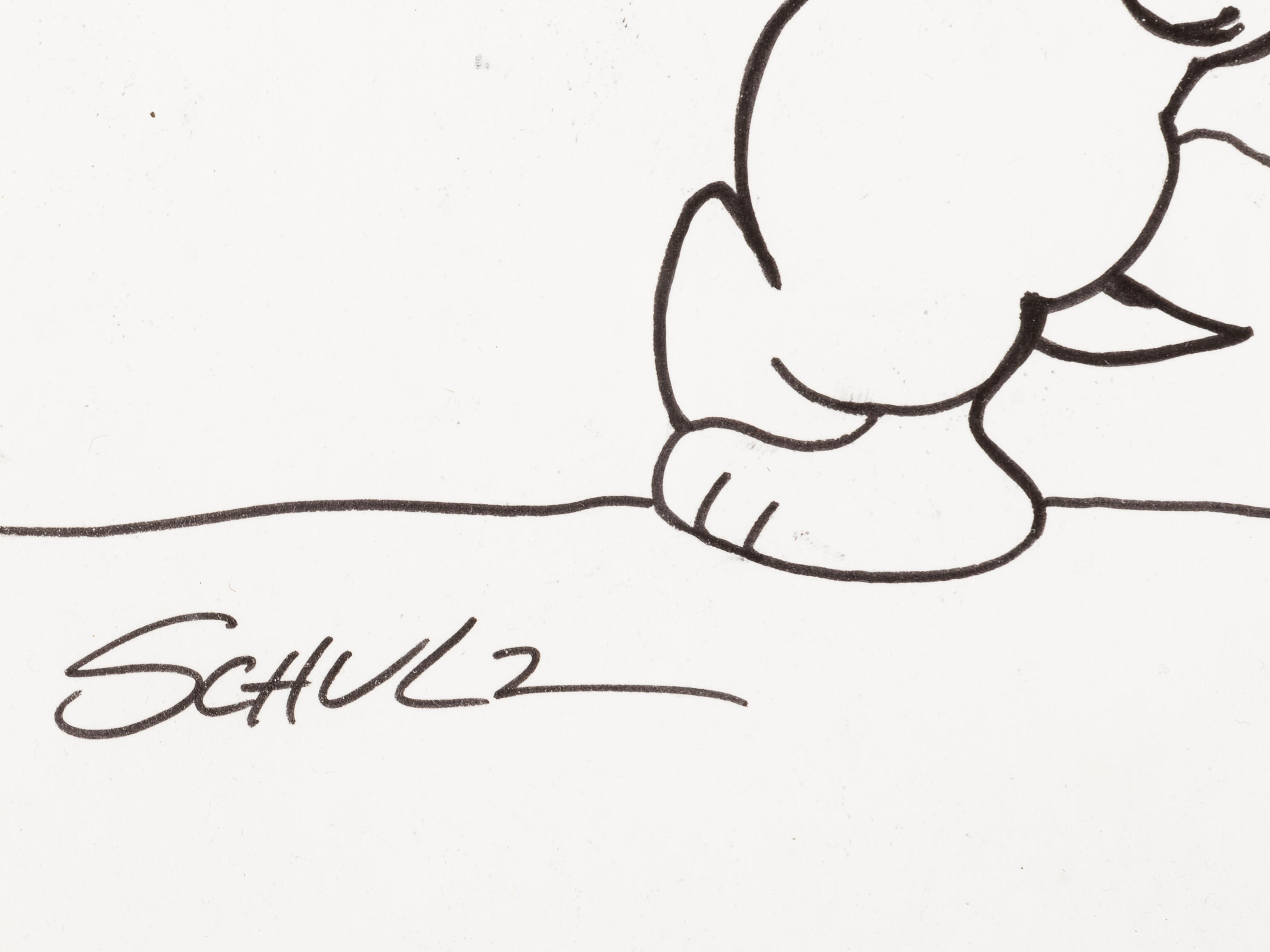(Cartoon Art) SCHULZ, Charles (1922-2000). Pen and ink drawing of ‘Snoopy’ from “The Peanuts.”