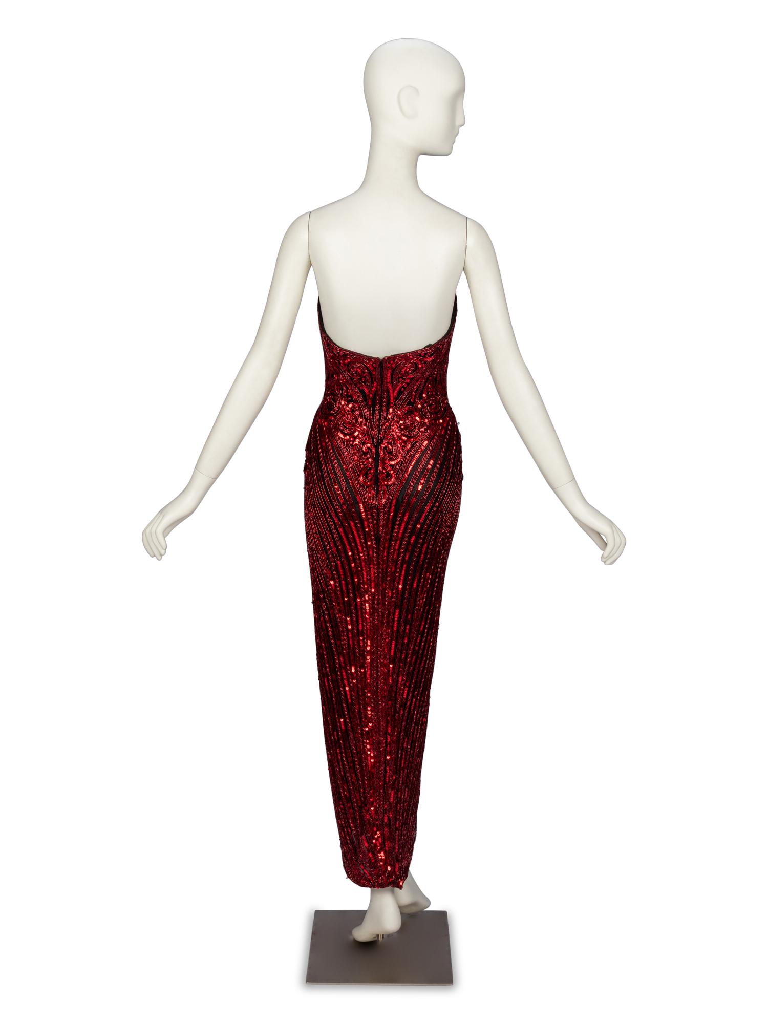 Bob Mackie, Red Sequined Strapless Gown