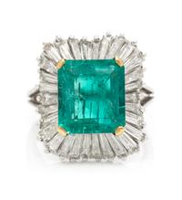 A White Gold, Emerald, and Diamond Ballerina Ring, 4.50 dwts.