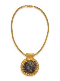 CARLO GIULIANO, ETRUSCAN REVIVAL, BRONZE MEDALLION NECKLACE