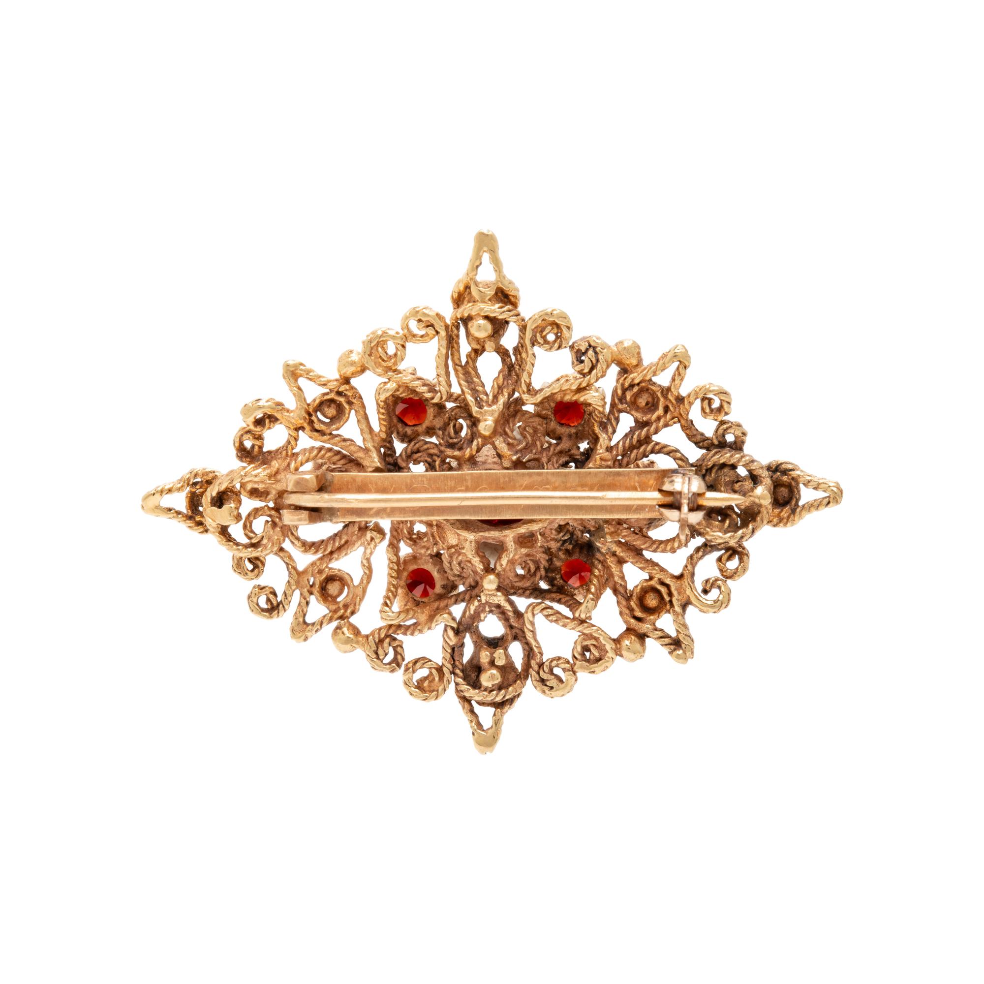 Yellow Gold and Multigem Ring and Brooch