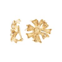 BICOLOR GOLD AND DIAMOND FLOWER CLIP EARRINGS