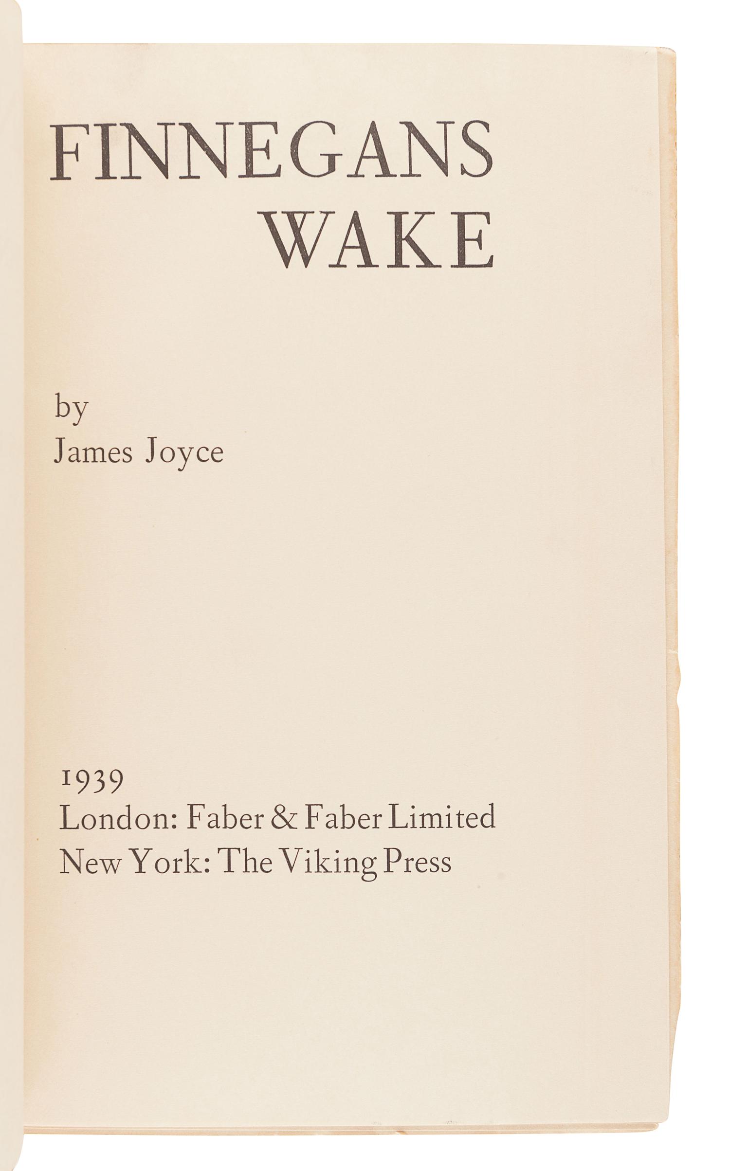 JOYCE, James (1882-1941). Finnegans Wake. London: Faber, 1939 .