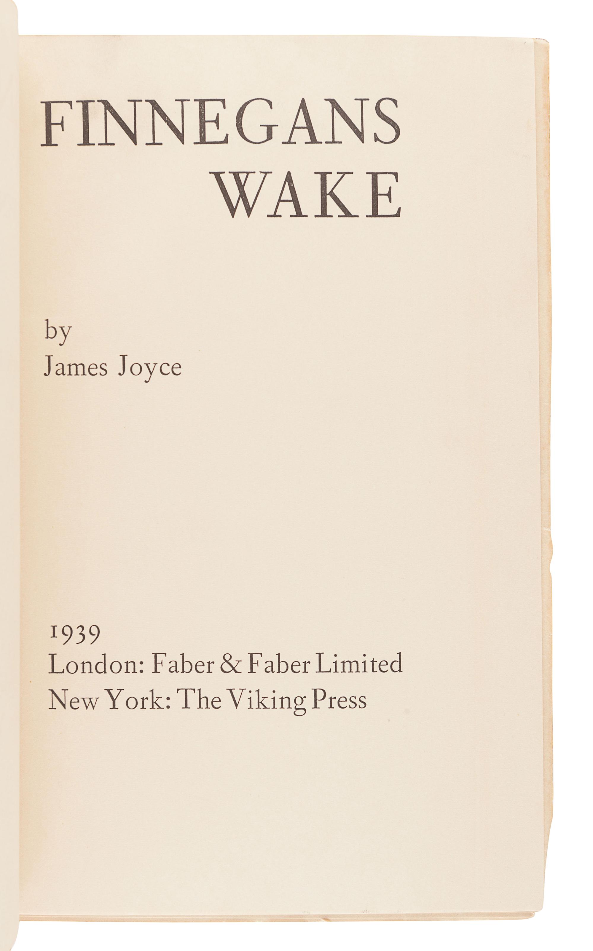 JOYCE, James (1882-1941). Finnegans Wake. London: Faber, 1939 .