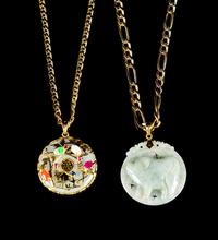 Two Chinese Jadeite and Gilt-Silver Necklaces