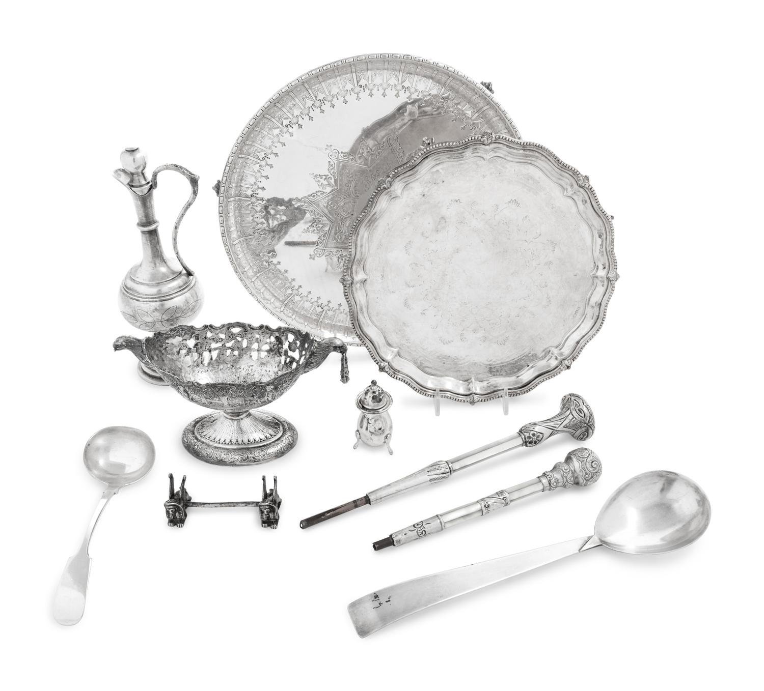 A Collection of Ten Silver-Plate Table Articles