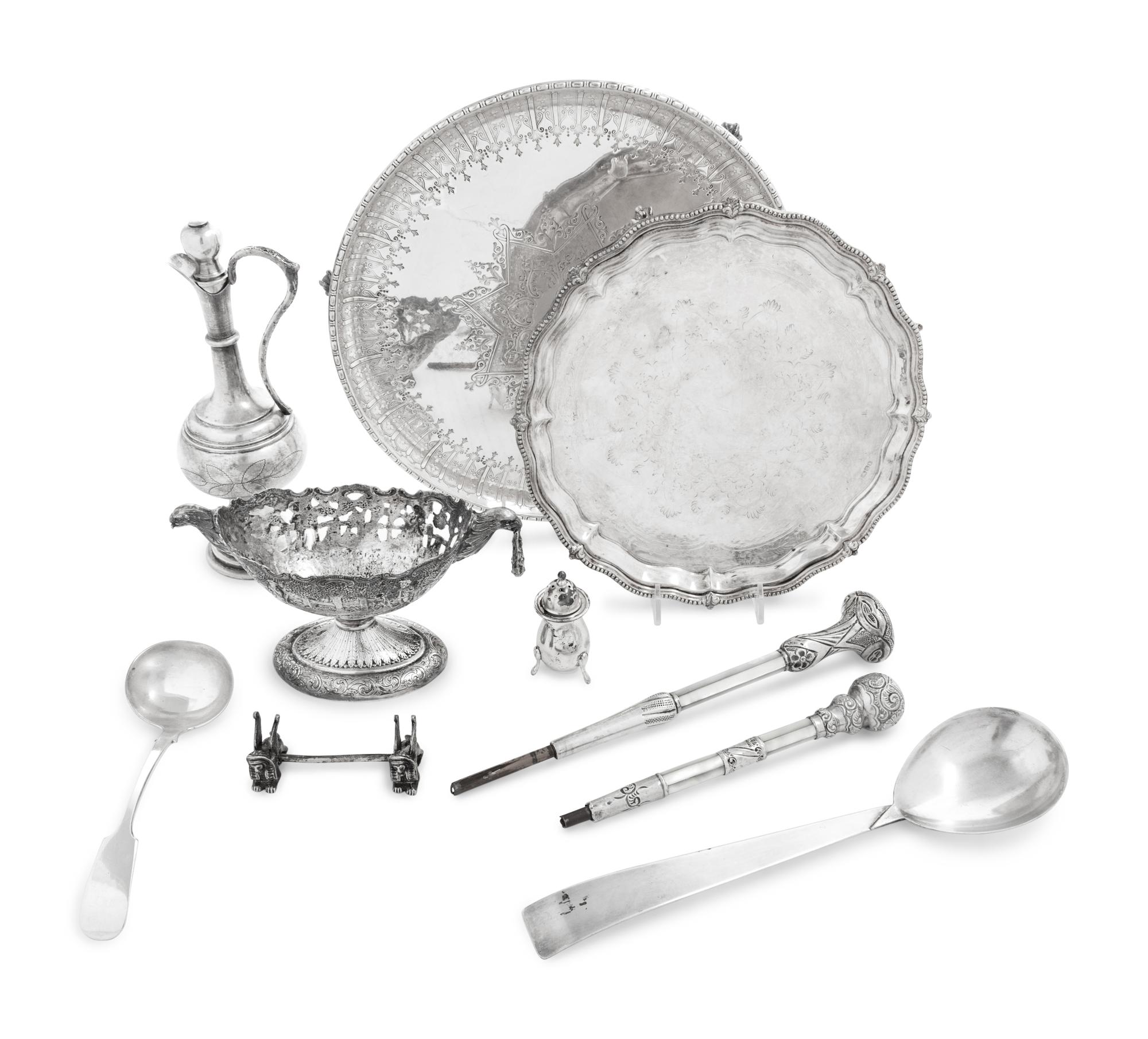 A Collection of Ten Silver-Plate Table Articles