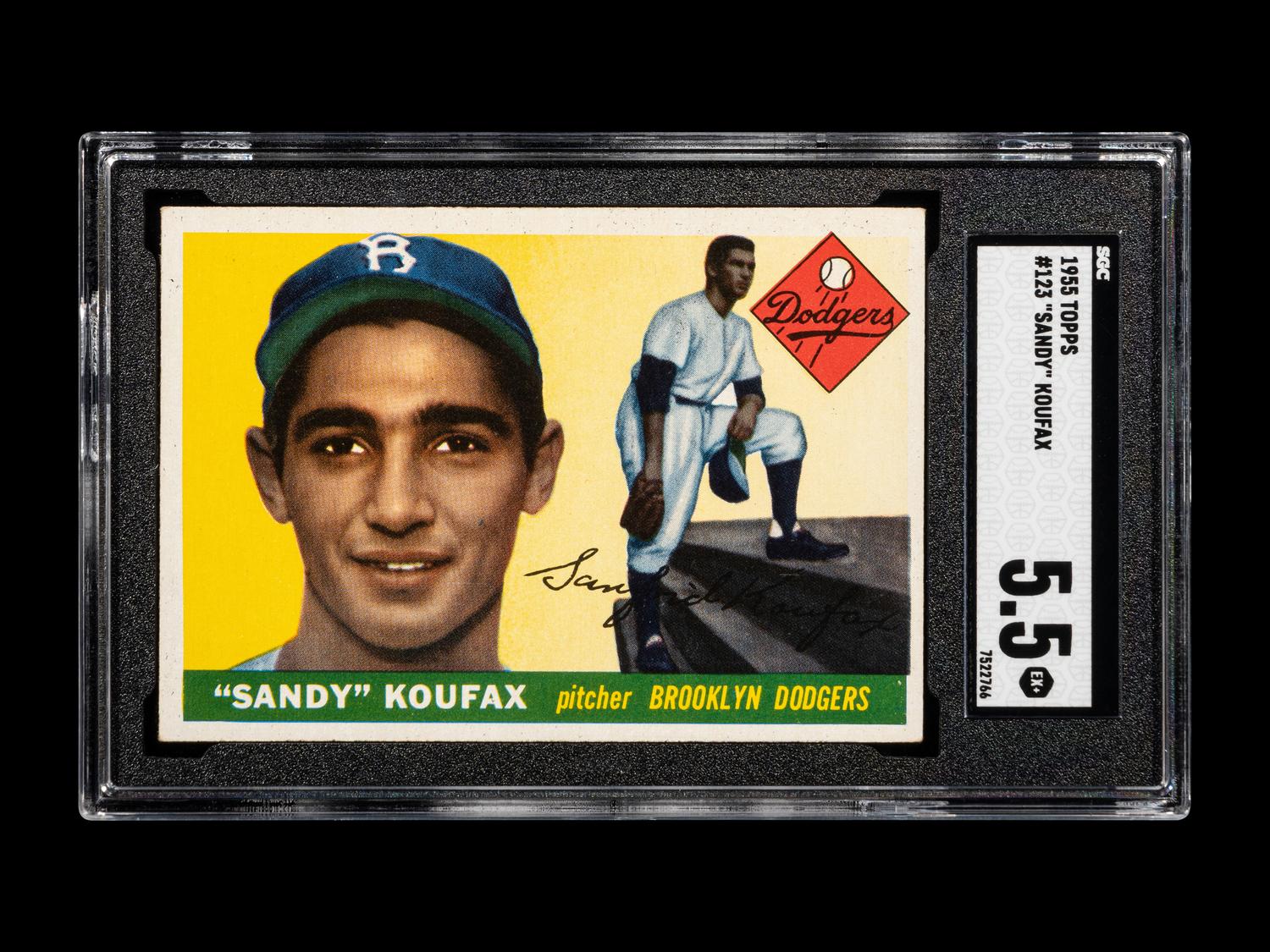 A 1955 Topps Sandy Koufax Rookie Baseball Card No. 123 (SGC 5.5 EX+)