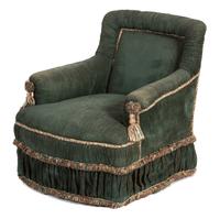 A Dark Green Upholstered Swivel Armchair Height 30 inches. — 20TH CENTURY
