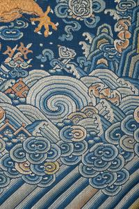 A Blue Ground Embroidered Silk Gauze Summer 'Dragon' Robe, Jifu