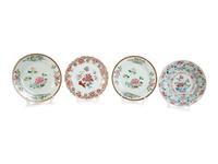 A Group of Four Chinese Export Famille Rose Porcelain Plates — 18TH/19TH CENTURY