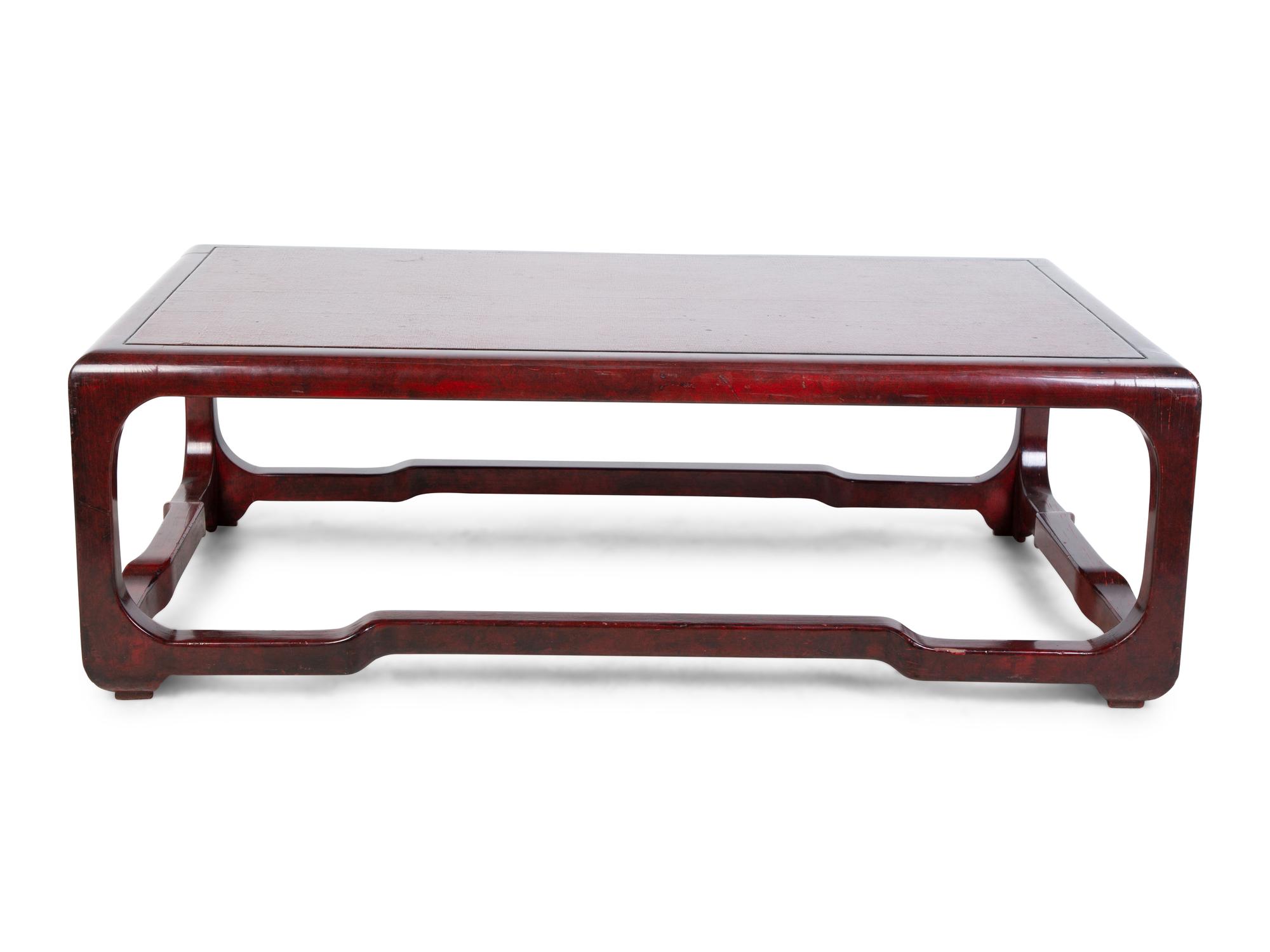A Karl Springer Chinese Cube Red Lacquer Coffee Table — 20TH CENTURY
