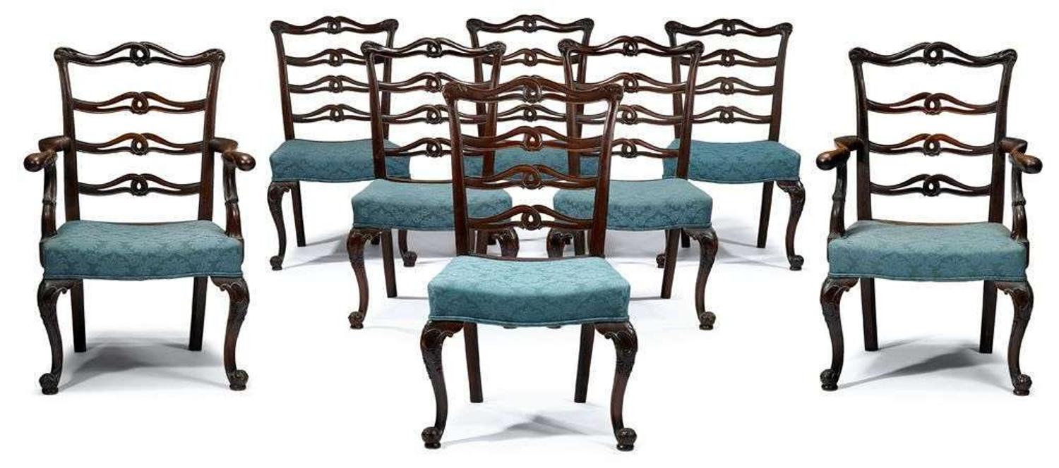 Set of eight Centennial mahogany chairs 19th century