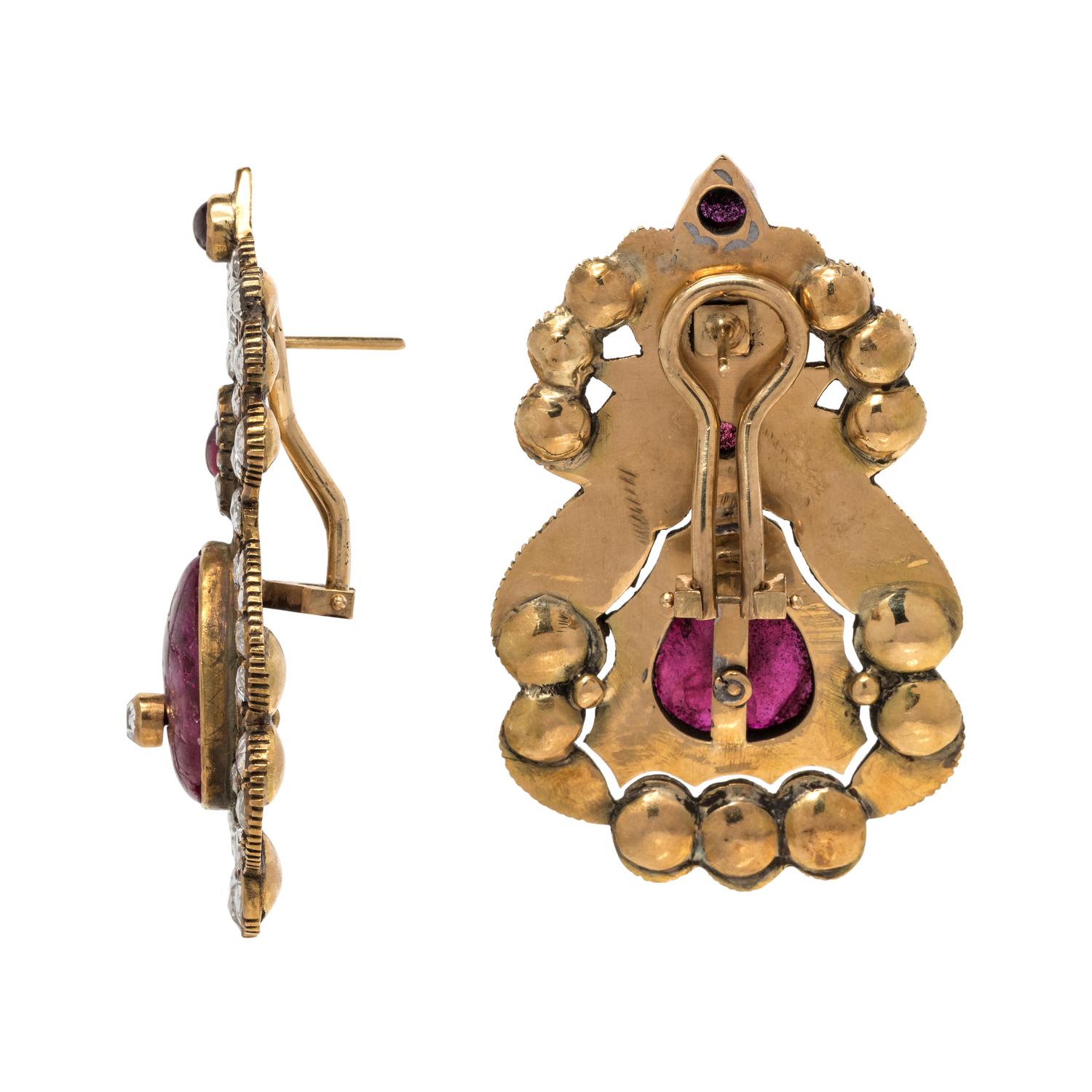 RUBY AND DIAMOND EARCLIPS