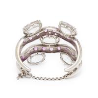 SAZINGG, PINK SAPPHIRE, WHITE TOPAZ, AND WHITE GOLD CUFF BRACELET