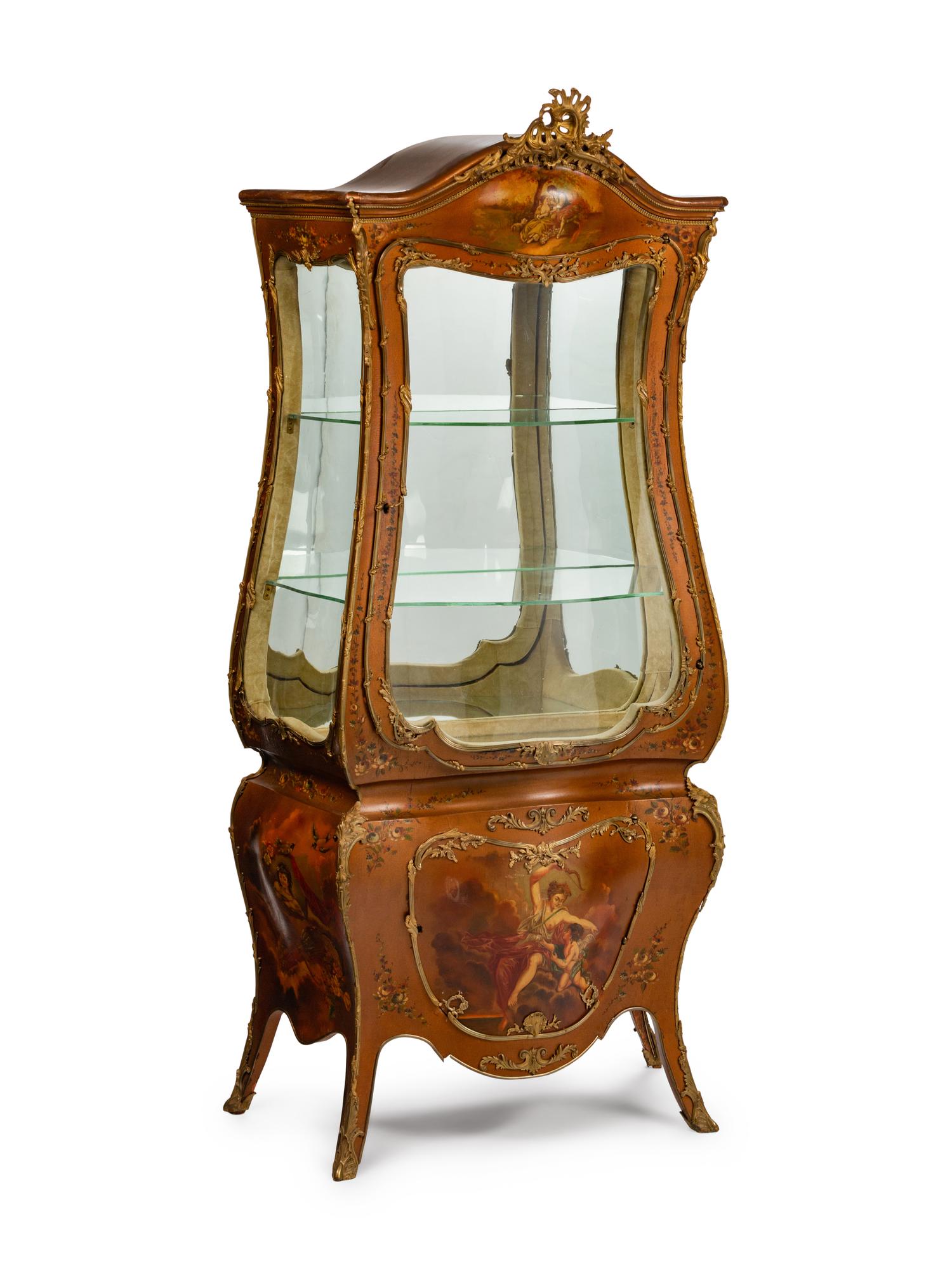 A Louis XV Style Gilt-Bronze-Mounted Vernis Martin Vitrine