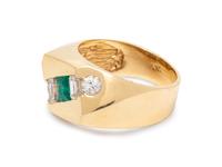 A 14 Karat Yellow Gold, Emerald and Diamond Ring,
