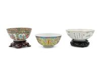 Three Chinese Famille Rose Porcelain Bowls