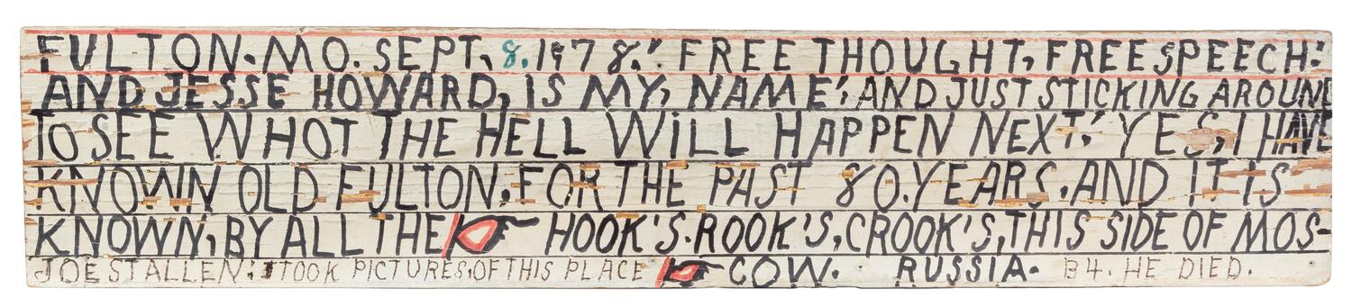 Jesse Howard, (American, 1885-1983), Untitled, September 8, 1978