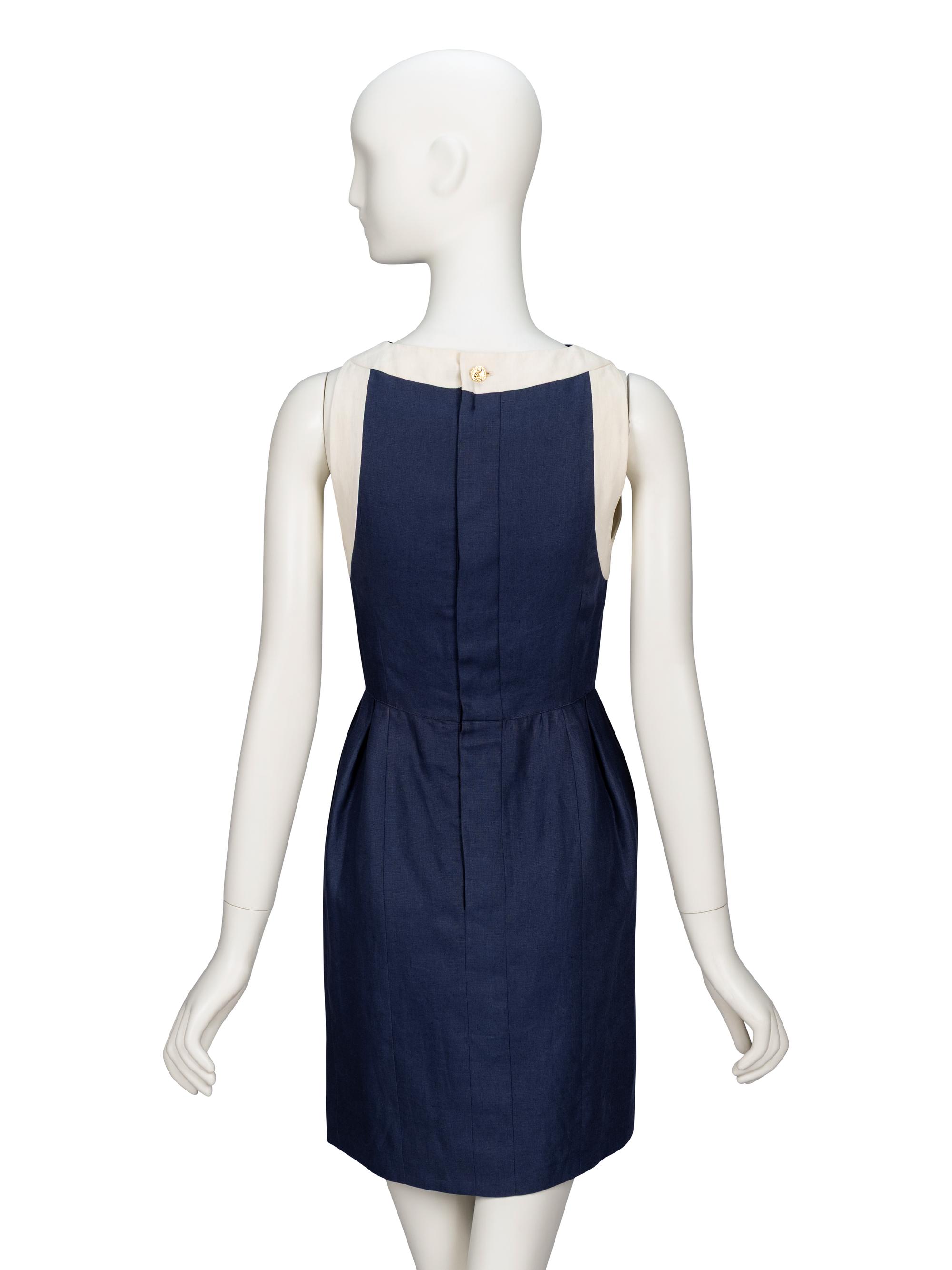 Chanel, Navy Linen Dress Suit