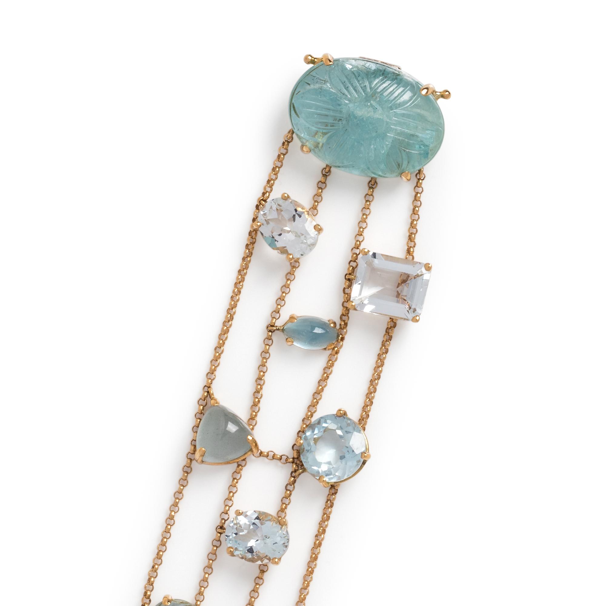 YELLOW GOLD AND AQUAMARINE BRACELET