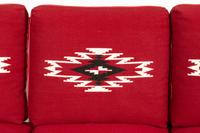 Spindle Sided Couch with leather and Chimayo Weavings, circa 1945