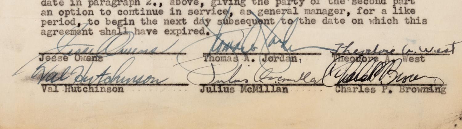 A 1953 Jesse Owens Signed Contract,