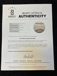 A Ted Williams SIngle Signed Autograph Baseball (Beckett Authentication Services Letter),