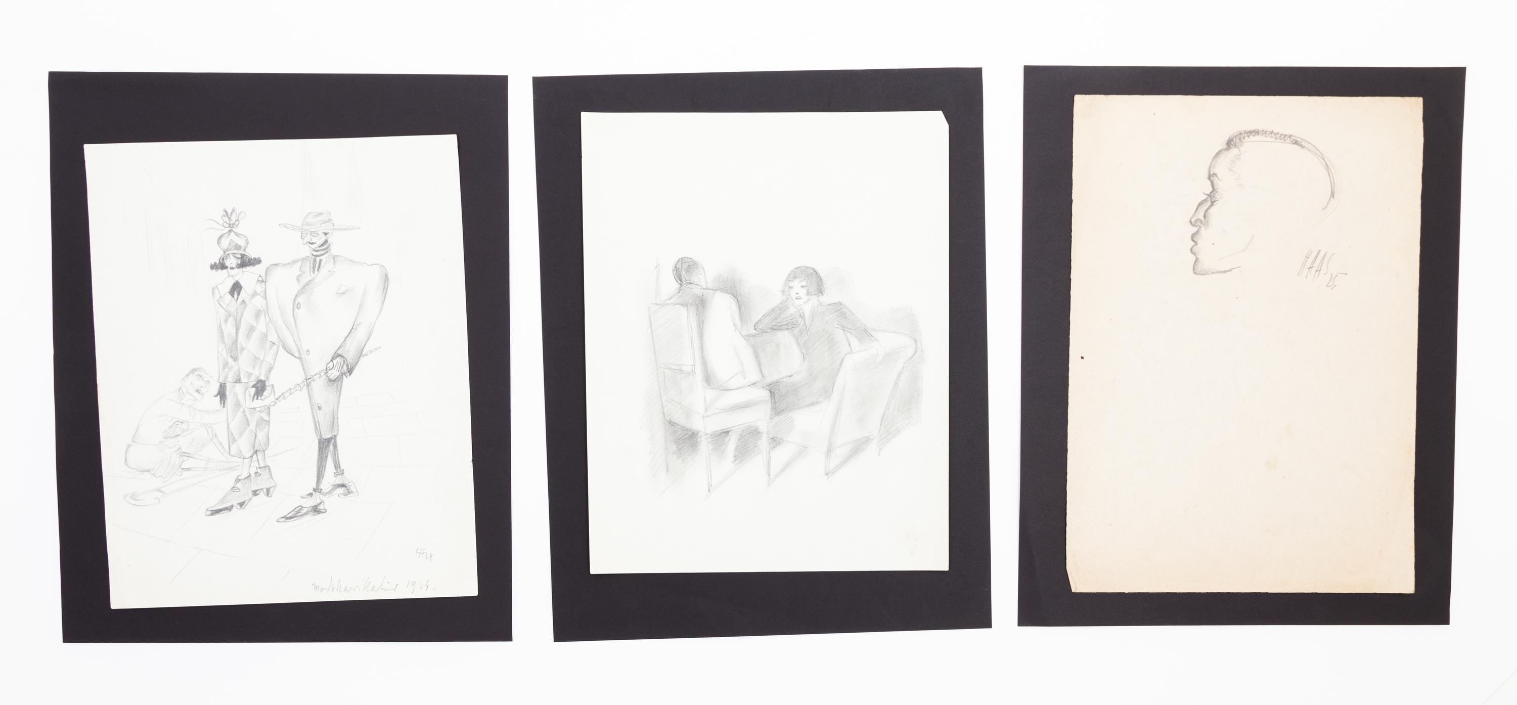 Theodor Haas, (German, 1861–1933), A Group of Three German Expressionist Drawings