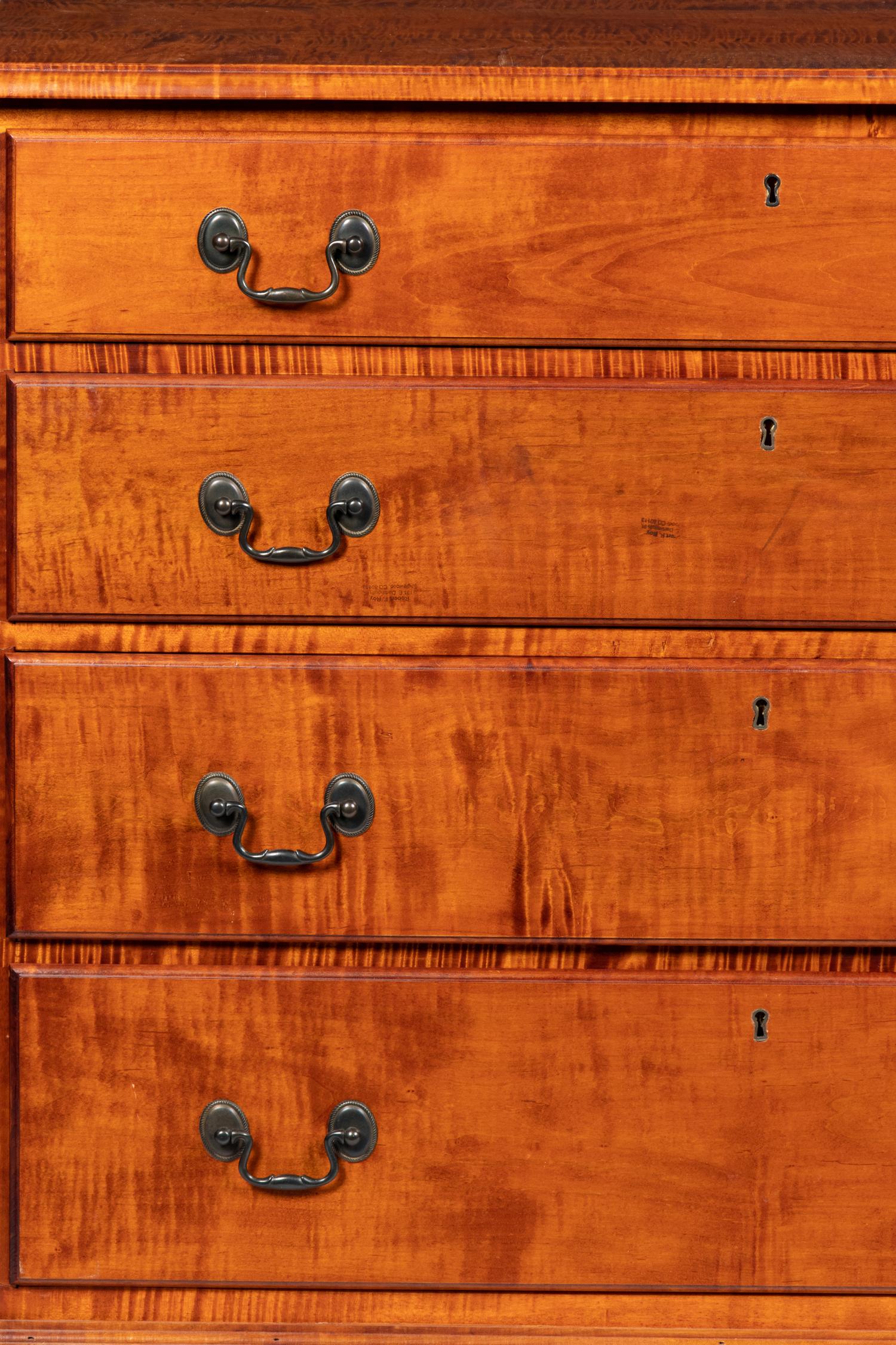 A Chippendale Style Tiger Maple Chest of Drawers