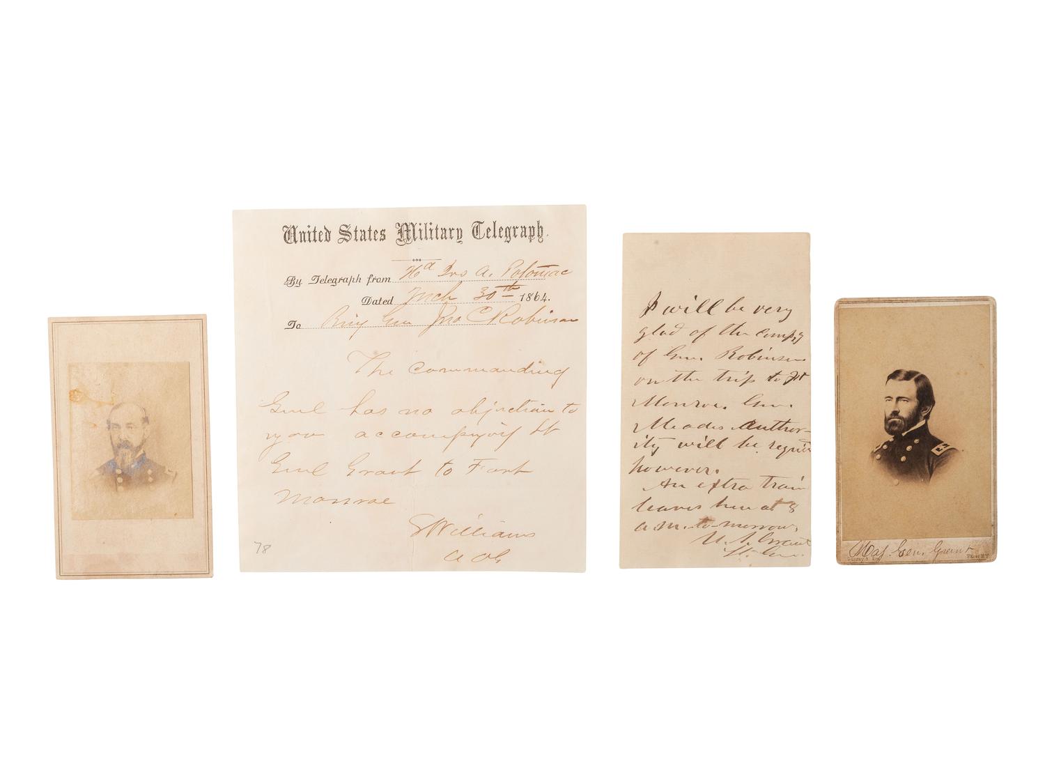 [CIVIL WAR]. Extensive collection of photographs, correspondence, ribbons, and medals associated with the life, service, and political career of Brigadier General John Cleveland Robinson, including his Colt revolver.