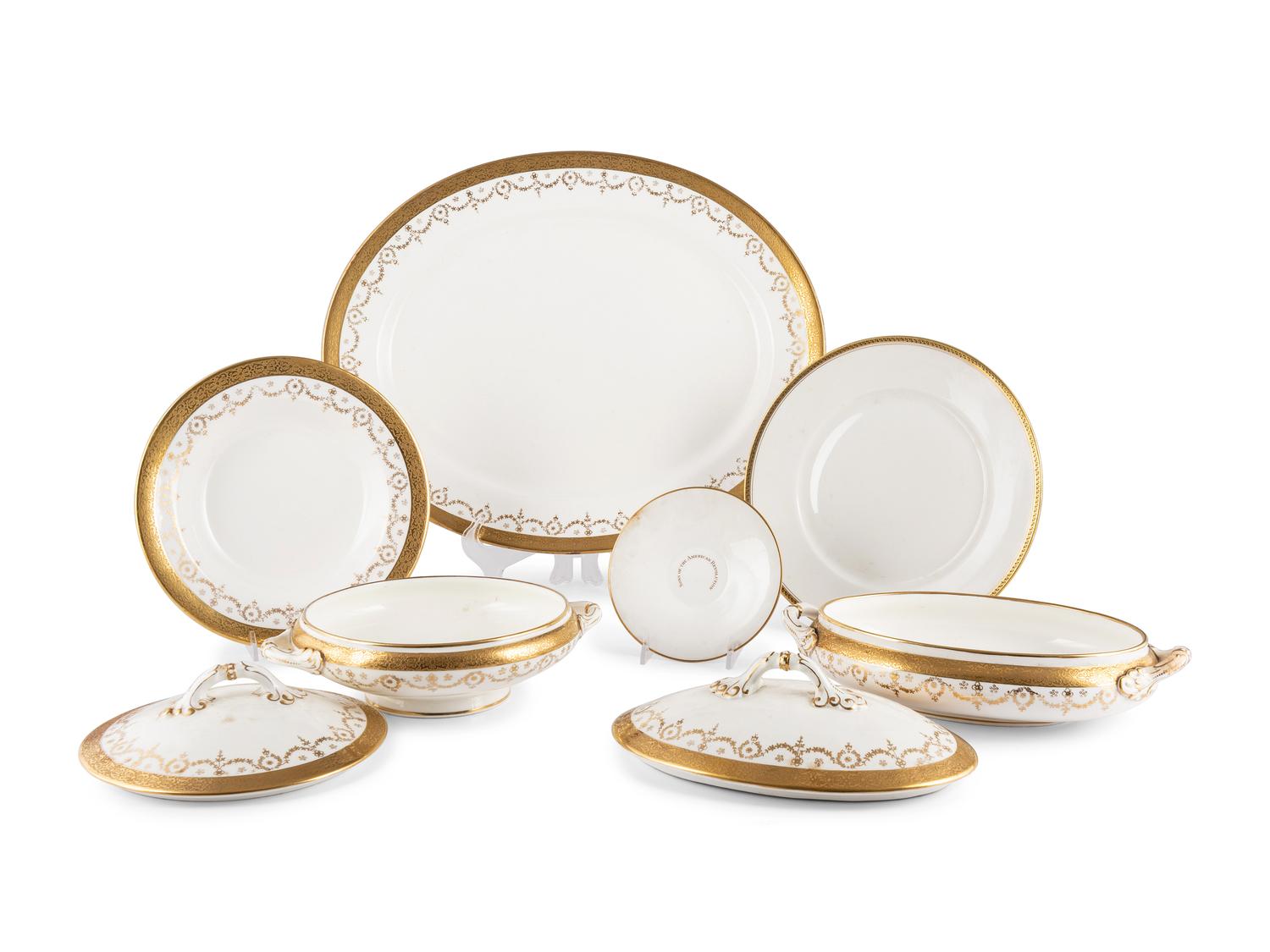 A Group of English Parcel Gilt Porcelain