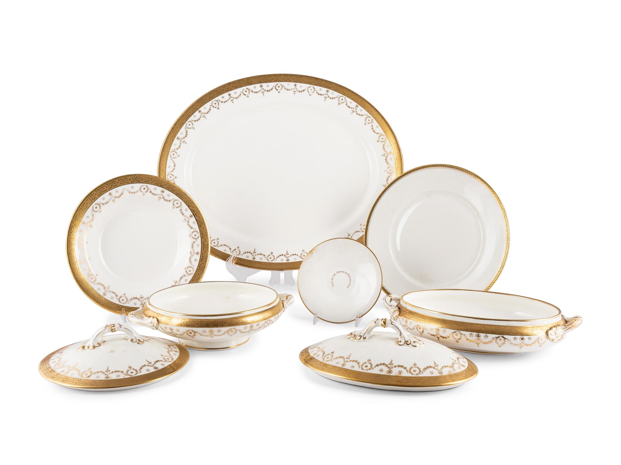 A Group of English Parcel Gilt Porcelain