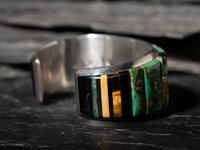 Sterling Silver and Cobblestone Inlay Cuff Bracelet
