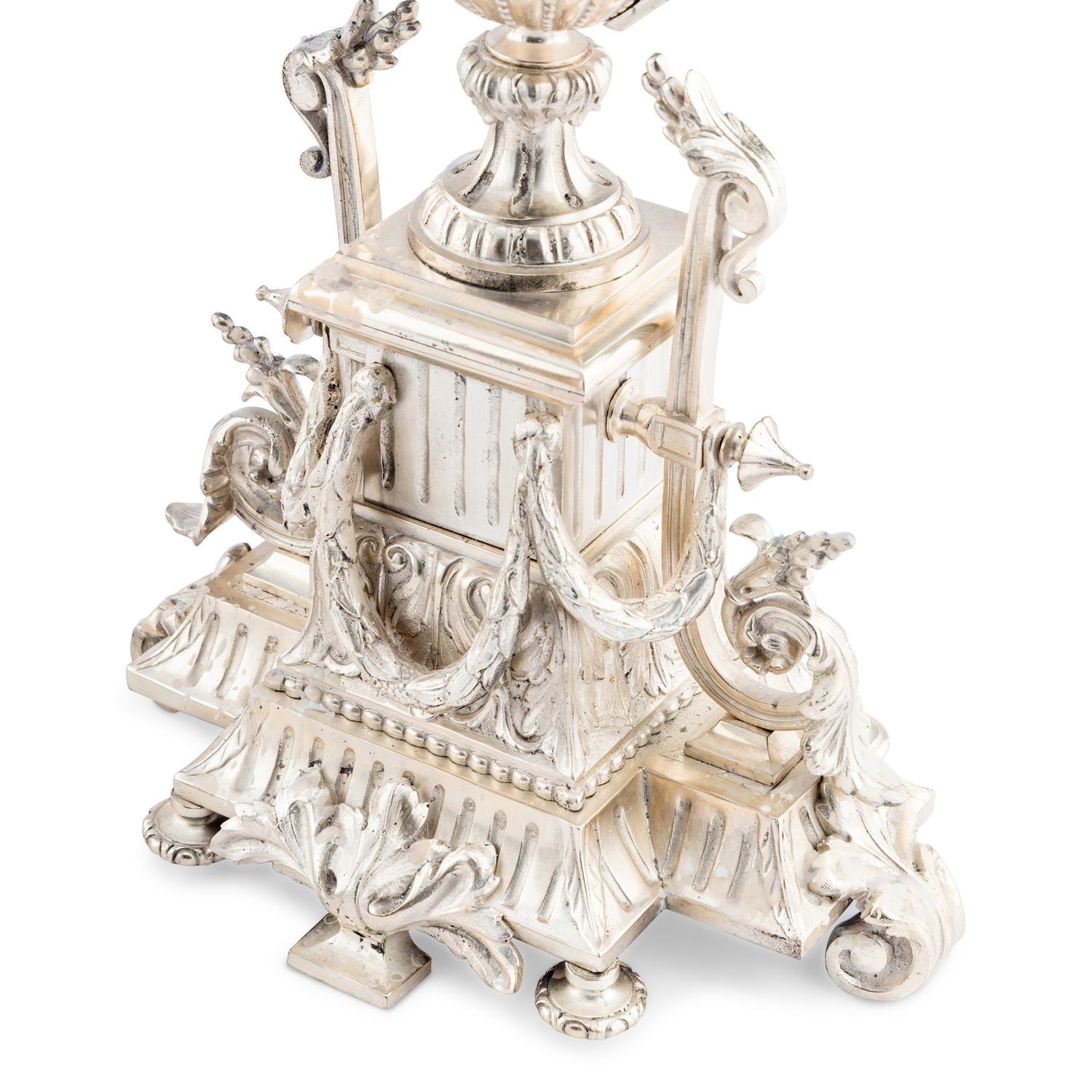 A Pair of Napoleon III Silvered Bronze Six-Light Candelabra