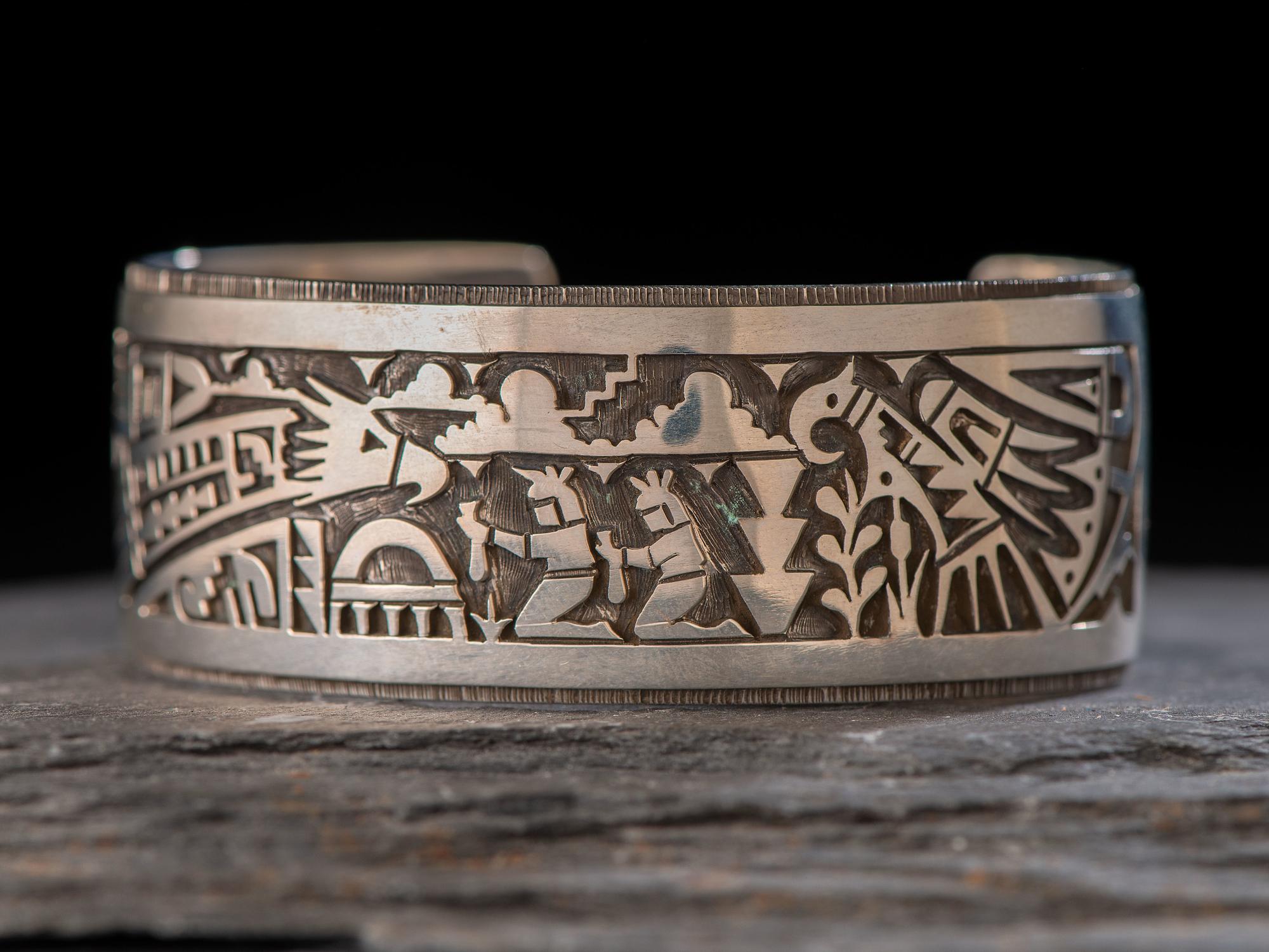 Sterling Silver Overlay Storyteller Cuff Bracelet