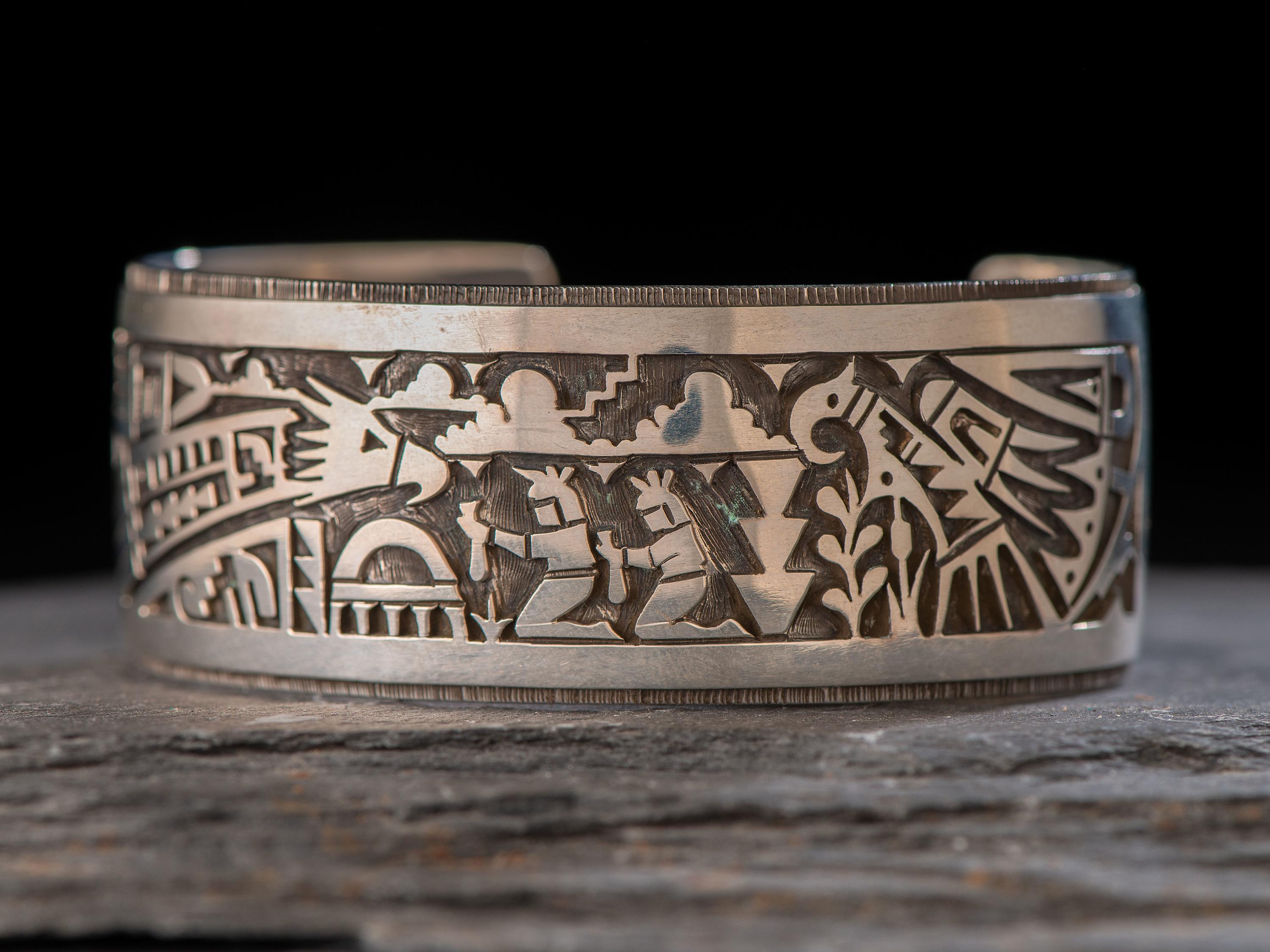Sterling Silver Overlay Storyteller Cuff Bracelet