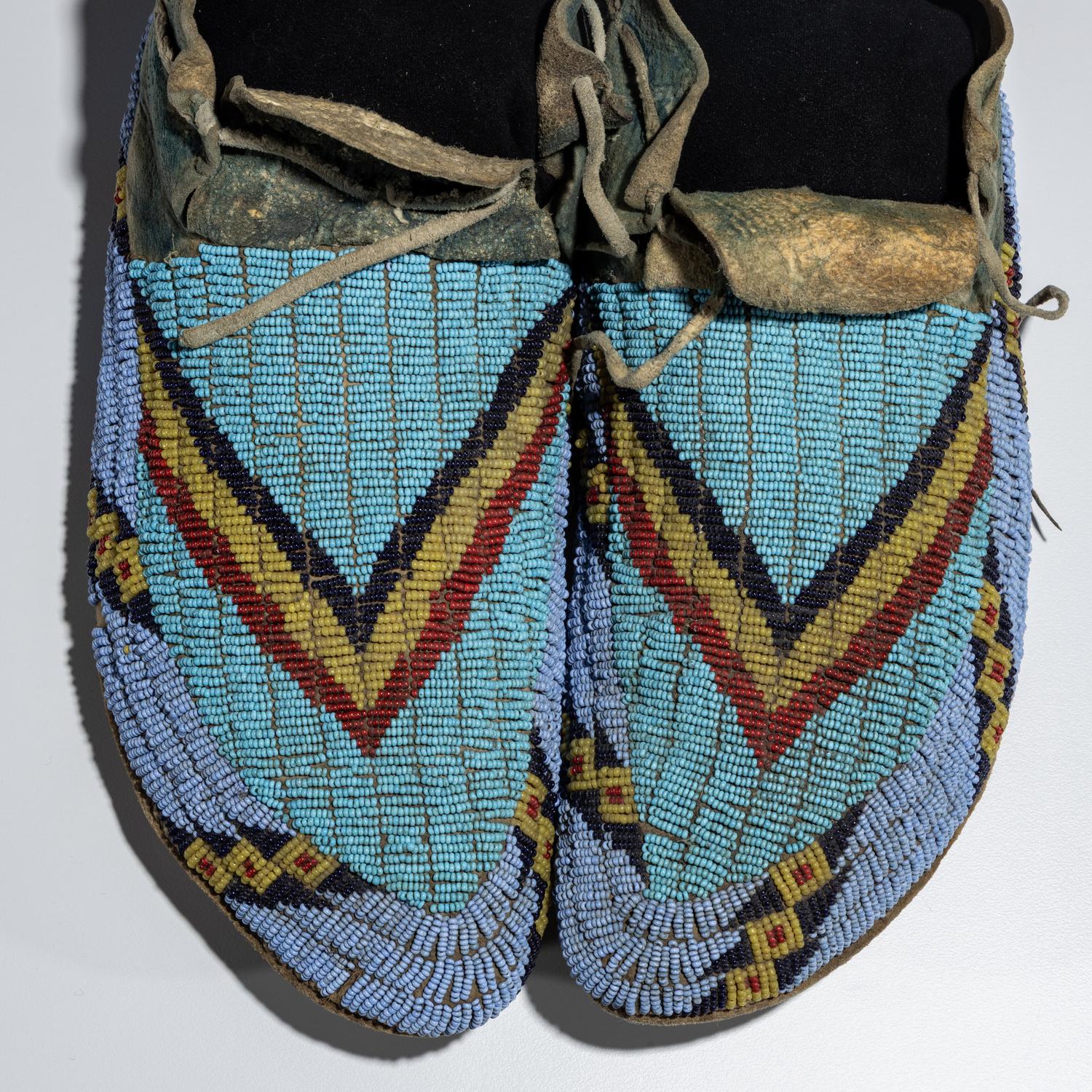 Sioux Beaded Buffalo Hide Moccasins