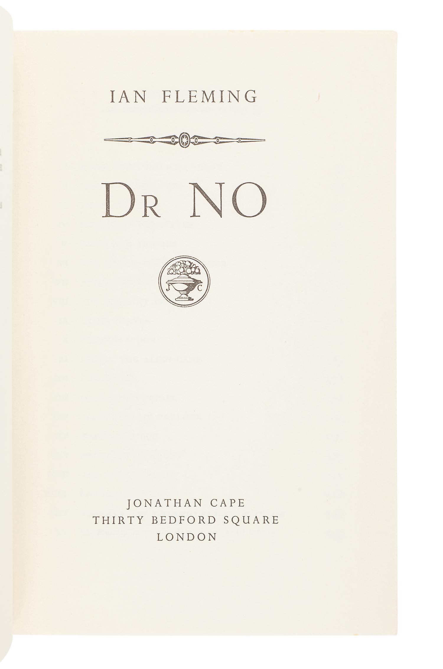 FLEMING, Ian (1908-1964). Dr. No . London: Jonathan Cape, 1958.