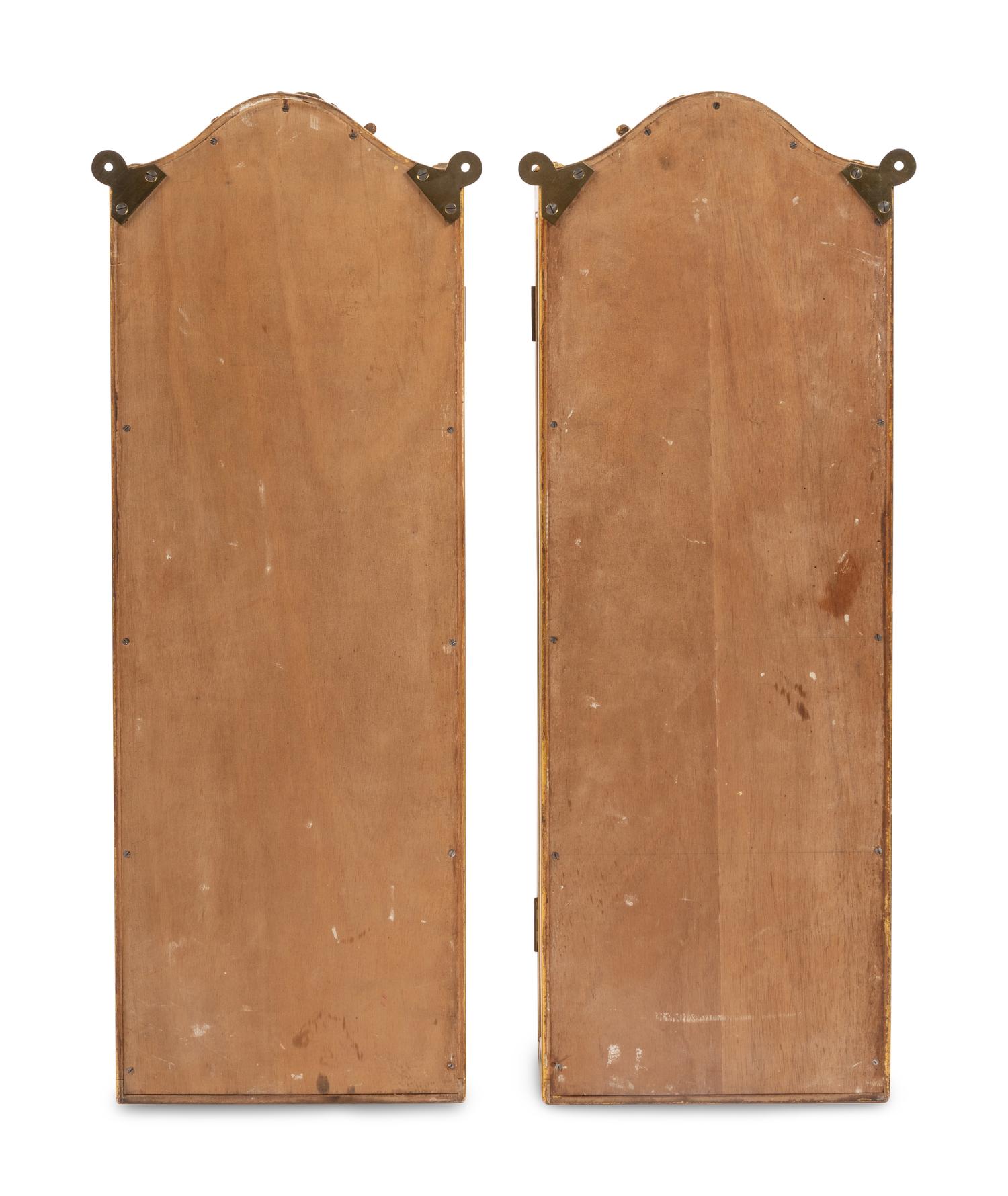 A Pair of Italian Giltwood Hanging Vitrine Cabinets
