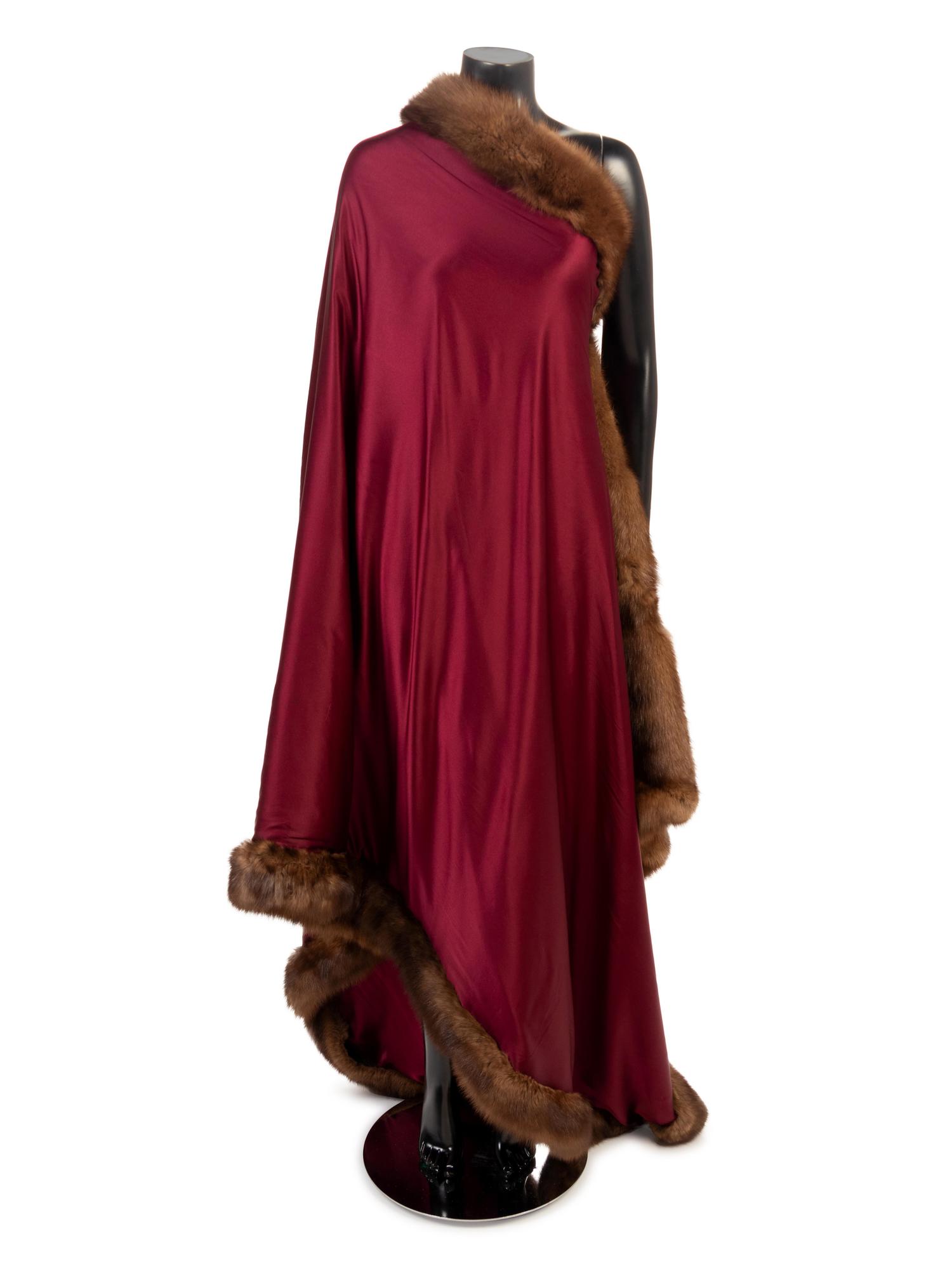 Burgundy Satin and Fur Wrap, 1990-00s