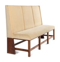 A Custom Upholstered Walnut Banquette