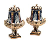 A Pair of Minton Style Porcelain Urns