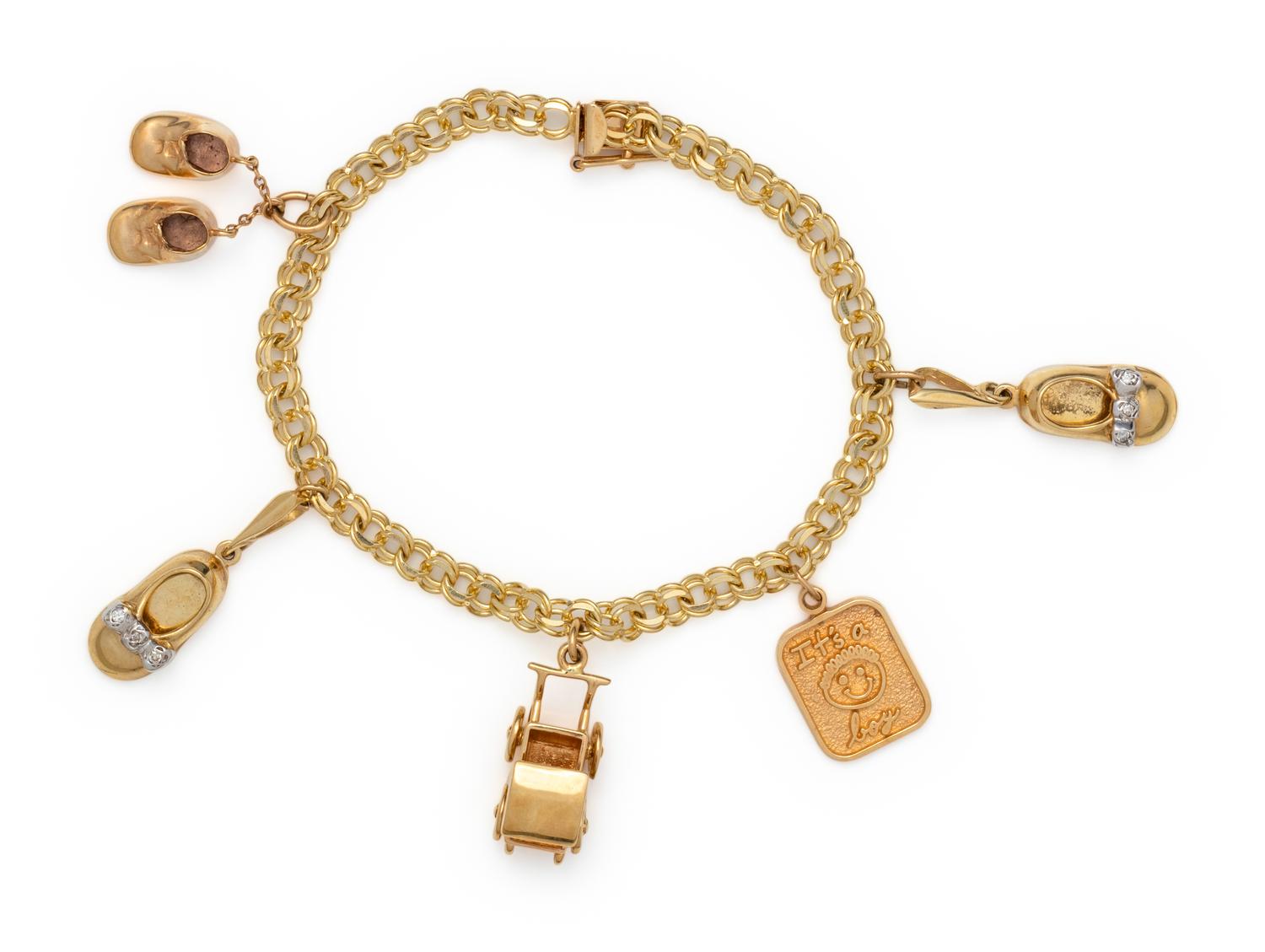 YELLOW GOLD CHARM BRACELET