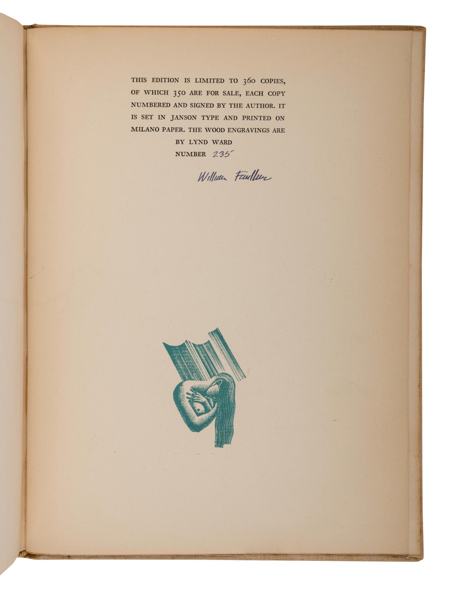 FAULKNER, William (1897–1962). A Green Bough . New York: Harrison Smith and Robert Haas, 1933.