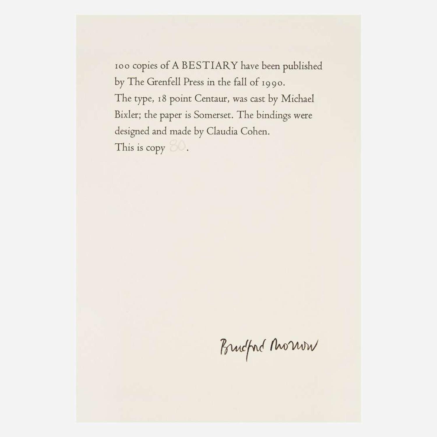 [Private Press] [Grenfell Press, The] Morrow, Bradford A Bestiary