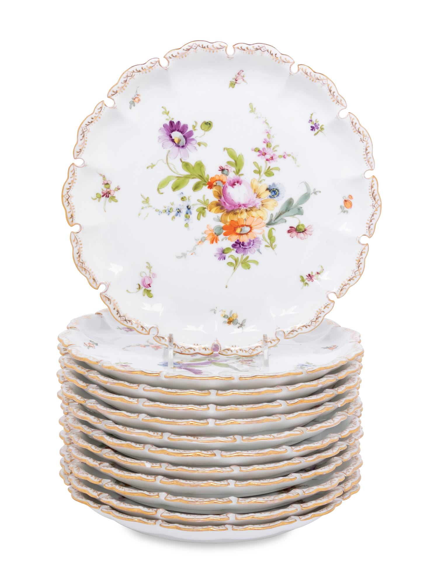 A Set of Twelve Dresden Porcelain Plates