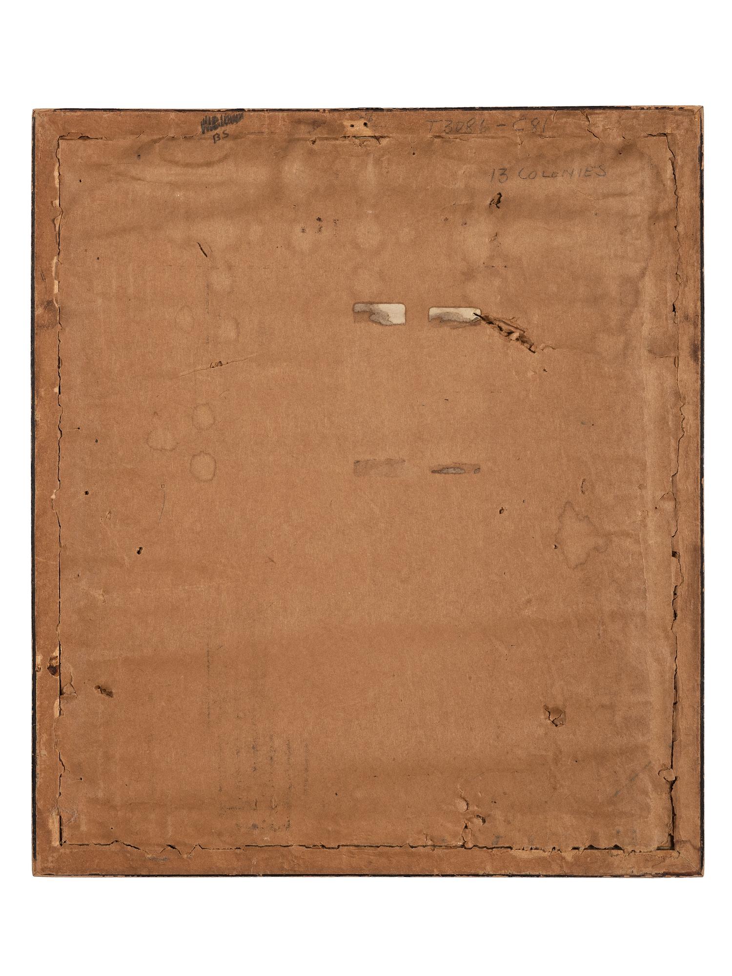 [AMERICANA]. Double-sided painting on canvas depicting the seal of the State of Massachusetts. Ca last quarter 19th century.