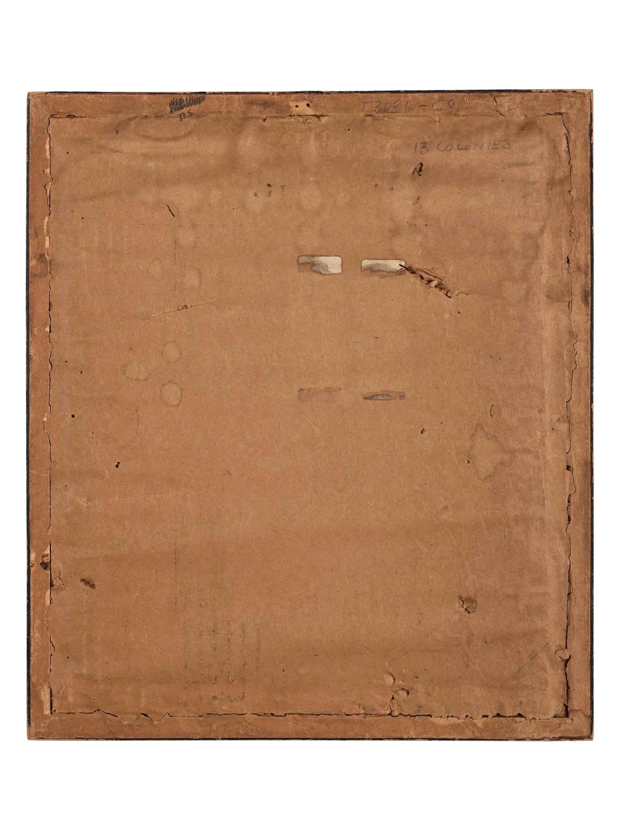 [AMERICANA]. Double-sided painting on canvas depicting the seal of the State of Massachusetts. Ca last quarter 19th century.